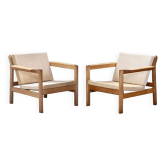 2x Børge Mogensen lounge chair Model 227 by Fredericia, 1960s Denmark