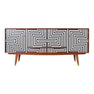 Mid-Century Op-Art Hand-Painted Sideboard from Sven Andersen Møbelfabrikk,