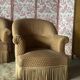 Pair of renovated toad armchairs in beige velvet