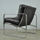 Black leather and metal armchair, 1980s