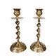Pair of twisted brass candle holders