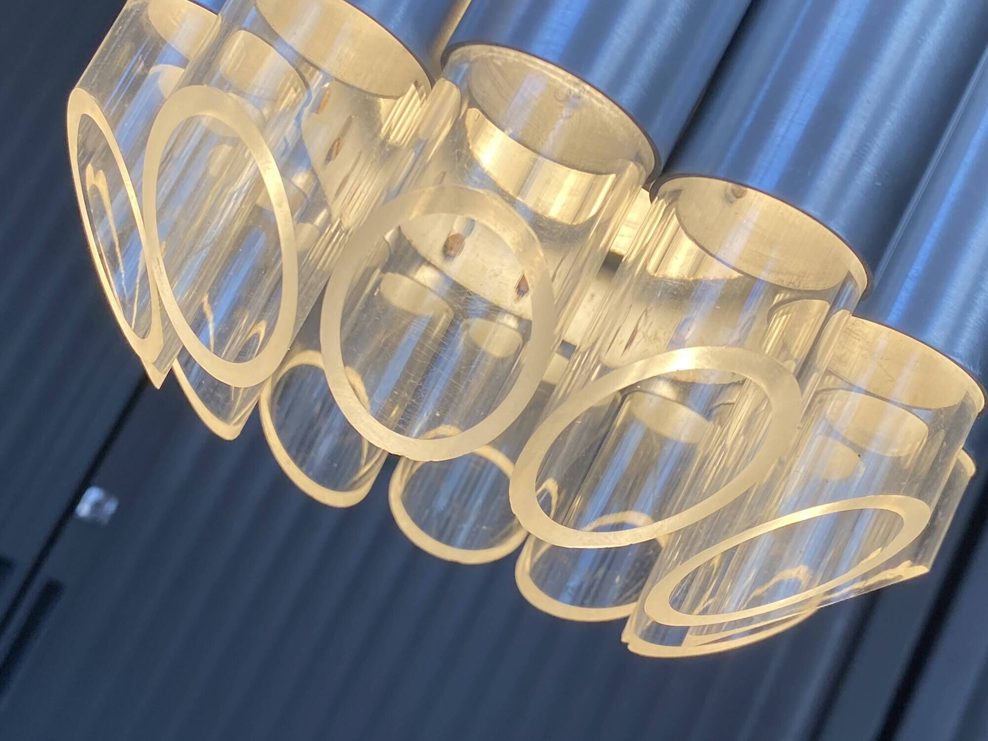 Suspension lamp chandelier ceiling light Aluminium plexi raak septiem B-1205 1960