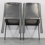 1980s Set of Four Dining Chairs in Leather in Matteo Grassi Style, Italy