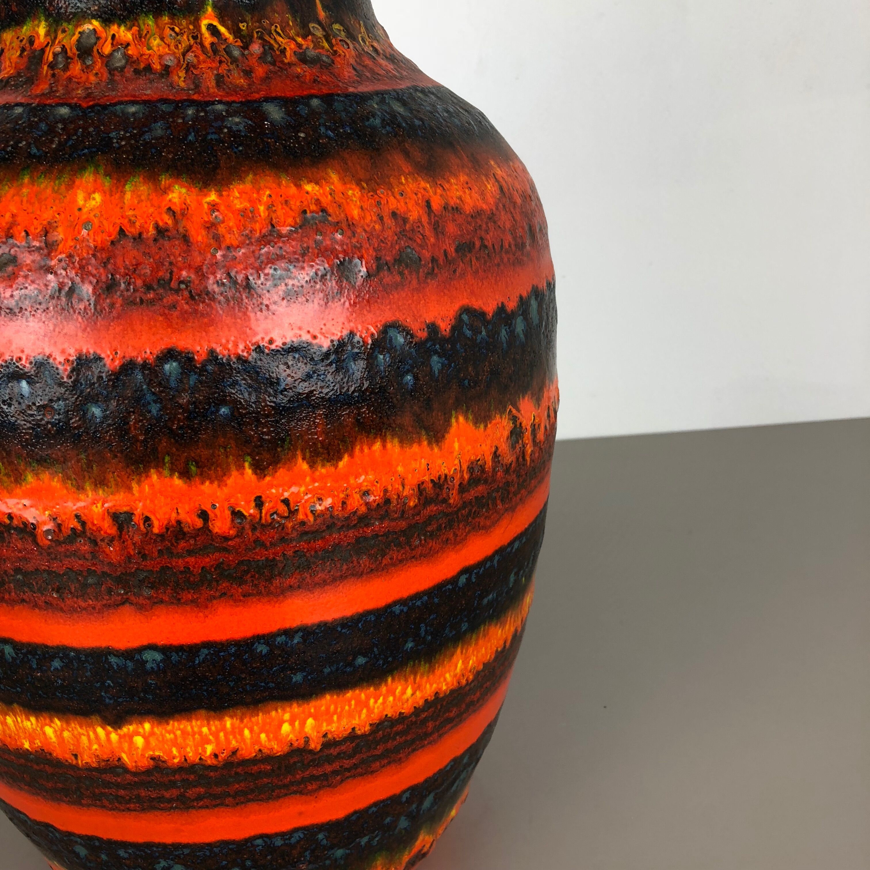 Multi-Color Pottery Fat Lava Multi-Color Floor Vase Made by Scheurich, Germany 1970s
