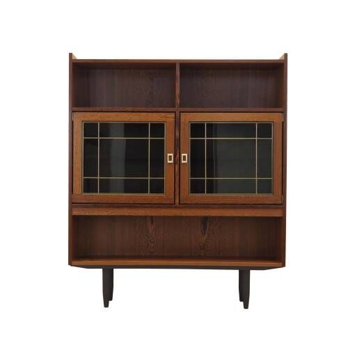 Danish oak display cabinet with lighting and adjustable shelves, 1960s