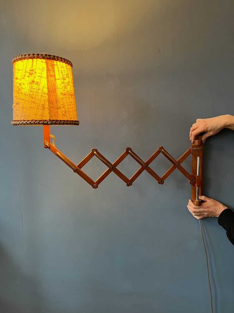 Vintage wooden scissors lamp