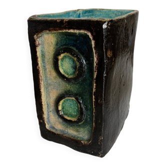 Mid century potter's vase in crystallized enameled earth