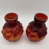Paire de vases Tip Emile Gallé, pate de verre