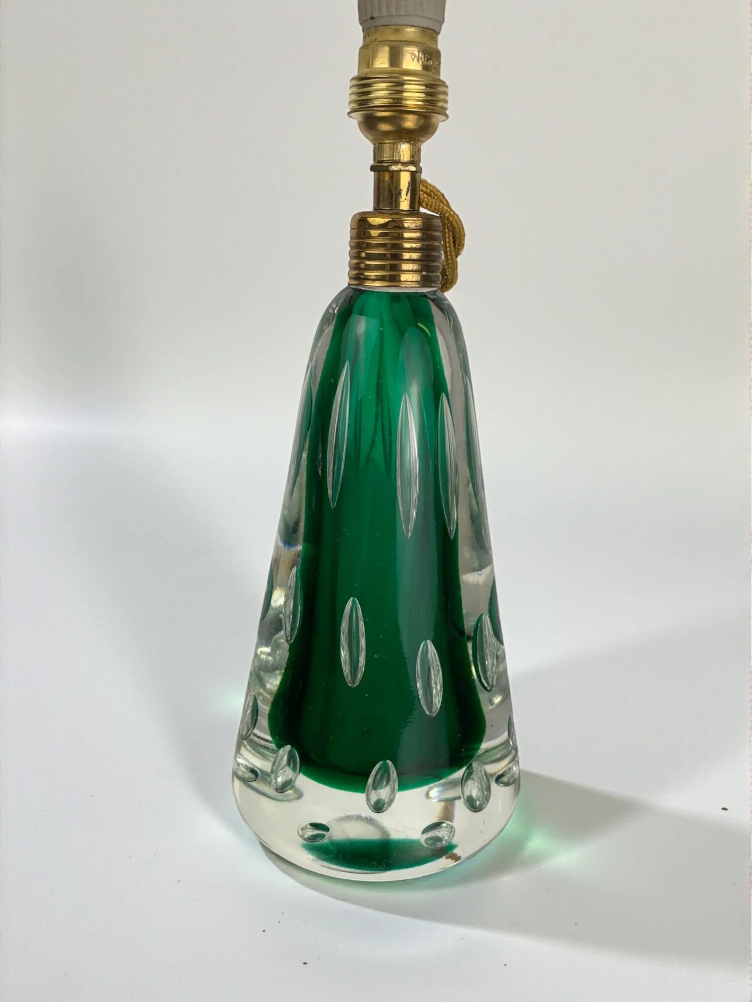 Midcentury Pietro Toso table lamp, green and bubble Sommerso Murano, Italy