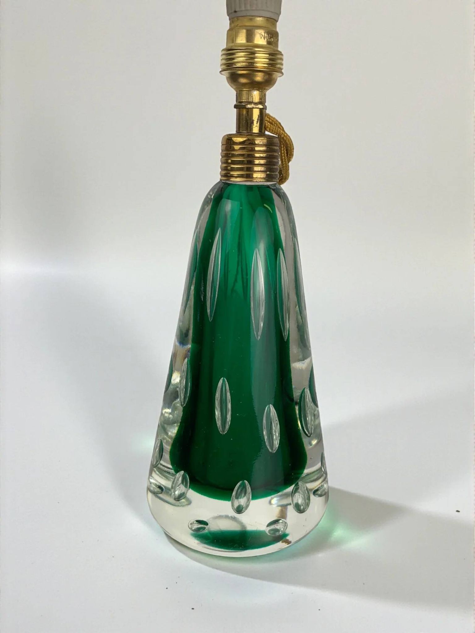 Midcentury Pietro Toso table lamp, green and bubble Sommerso Murano, Italy