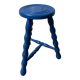 Tabouret tripode en bois bleu