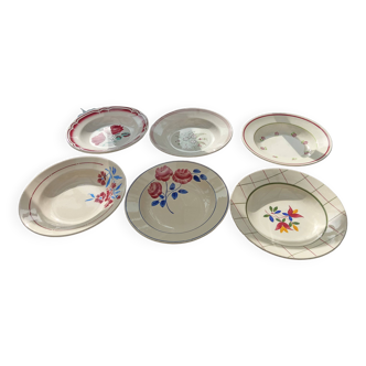 Assortment of 6 flowered soup plates