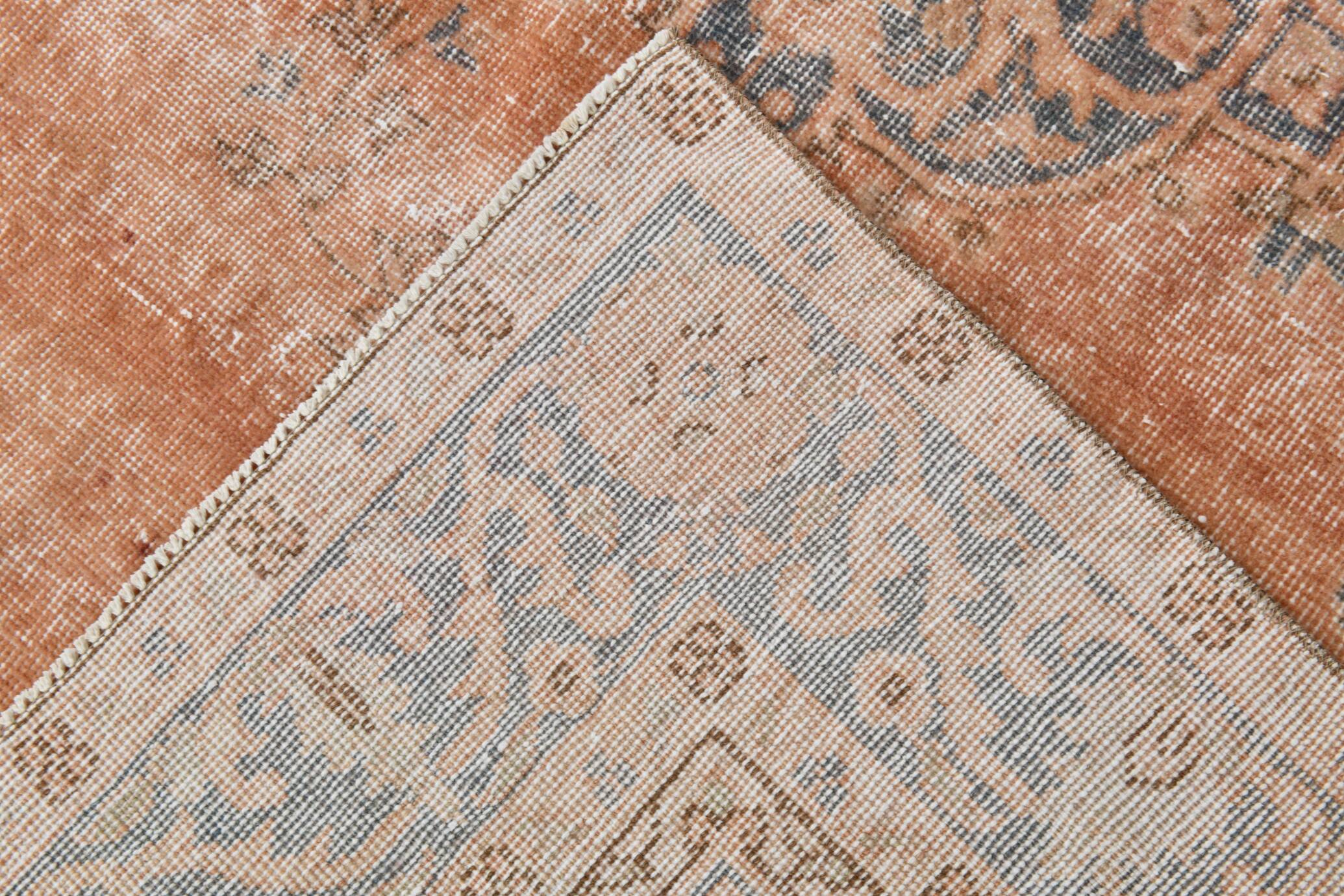 5'0 x 8'7 Ft Terracotta & Faded Blue Floral Vintage Persian Rug, 153x261 Cm