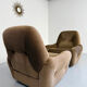 Lot of 2 cosy fabric armchairs, French design, vintage 1970s.