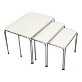 1970s nesting tables in white and chrome