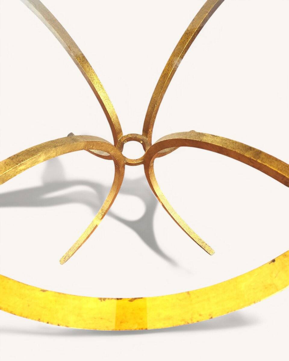 Round Dining Table in Gold Metal by Robert Thibier