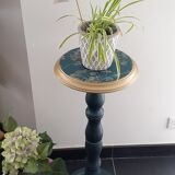 Vintage blue and gold pedestal table