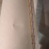 large glazed blue green ceramic lamp signed palm tree 1970, h75x20 light trace lampshade