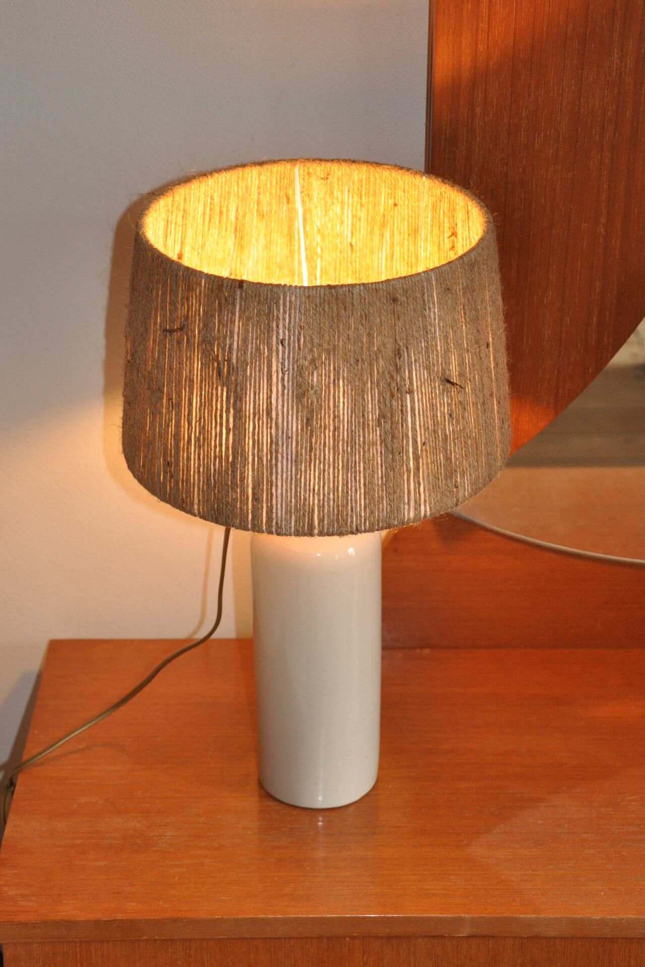 Vintage stoneware bottle lamp