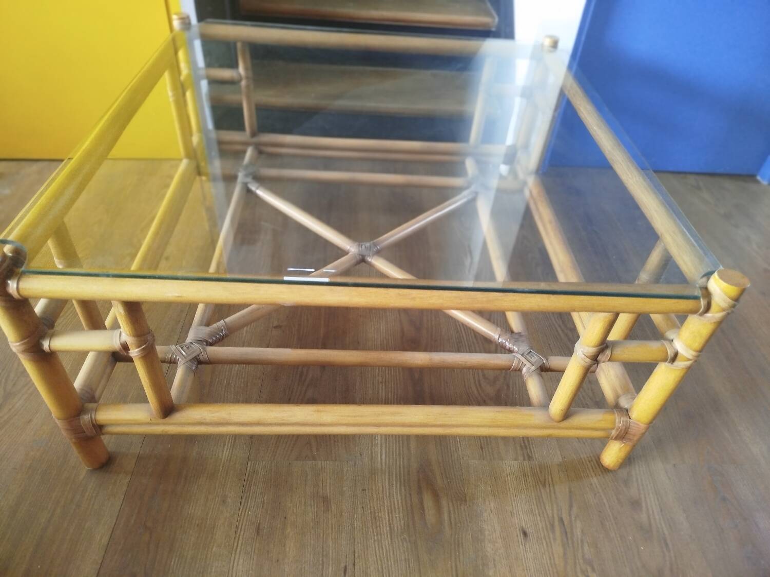 Gasparucci Italo design rattan coffee table, 1970s