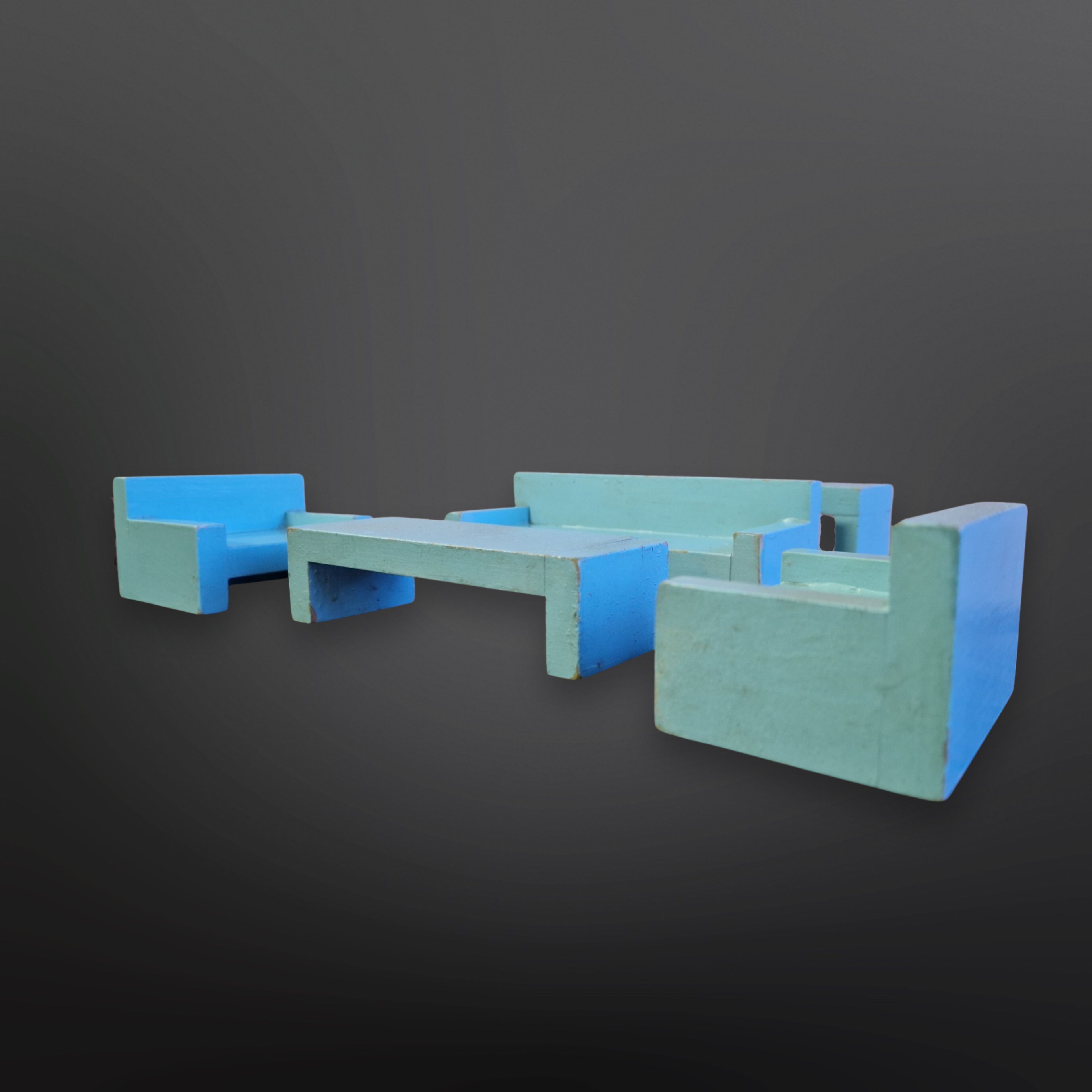 Modernist miniature furniture set made from wood, Germany 1920s