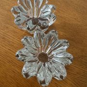 2 bougeoirs fleurs en cristal, années 60