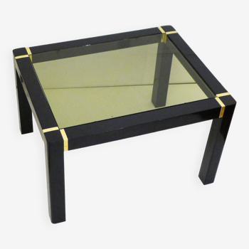 Black wood & smoked glass coffee table