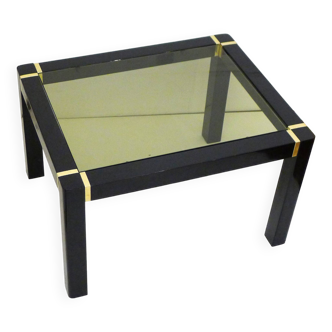 Black wood & smoked glass coffee table