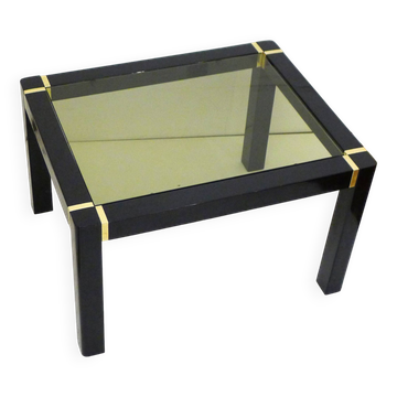 Table basse bois noir & verre fumé