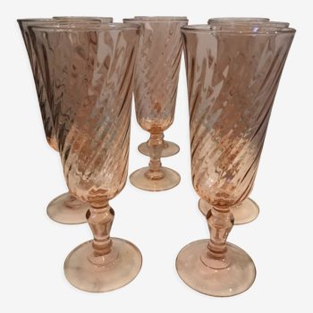 Series of 8 champagne flutes "Rosaline"