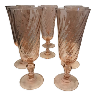 Series of 8 champagne flutes "Rosaline"