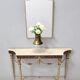 Vintage walnut console with a portuguese pink marble top and brass frame, italy