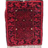 Tapis vintage fait main Ersari – 24 x 29 cm – Rouge éclatant - 1C970