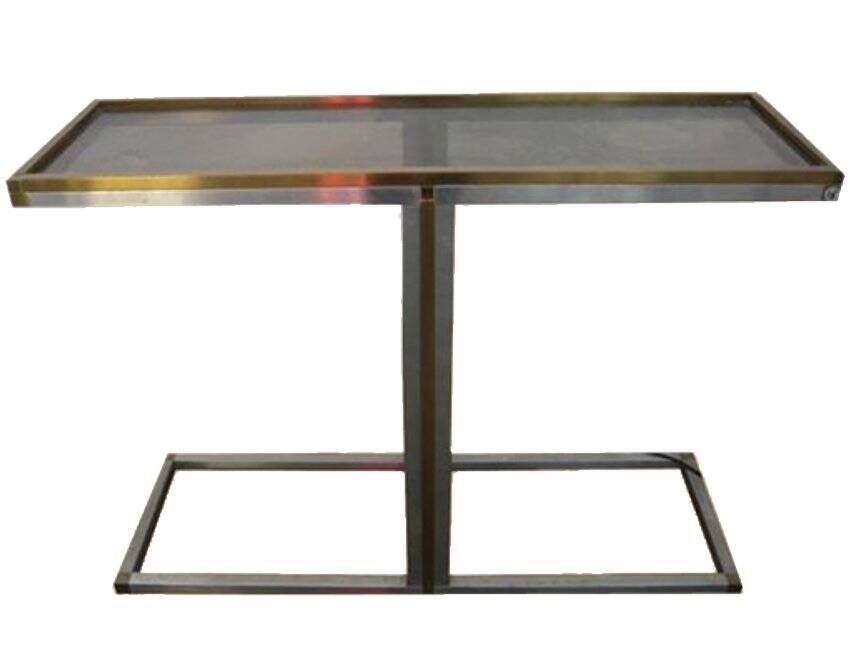 Steel and Brass Console Table by Bonci, Italy, 1970s