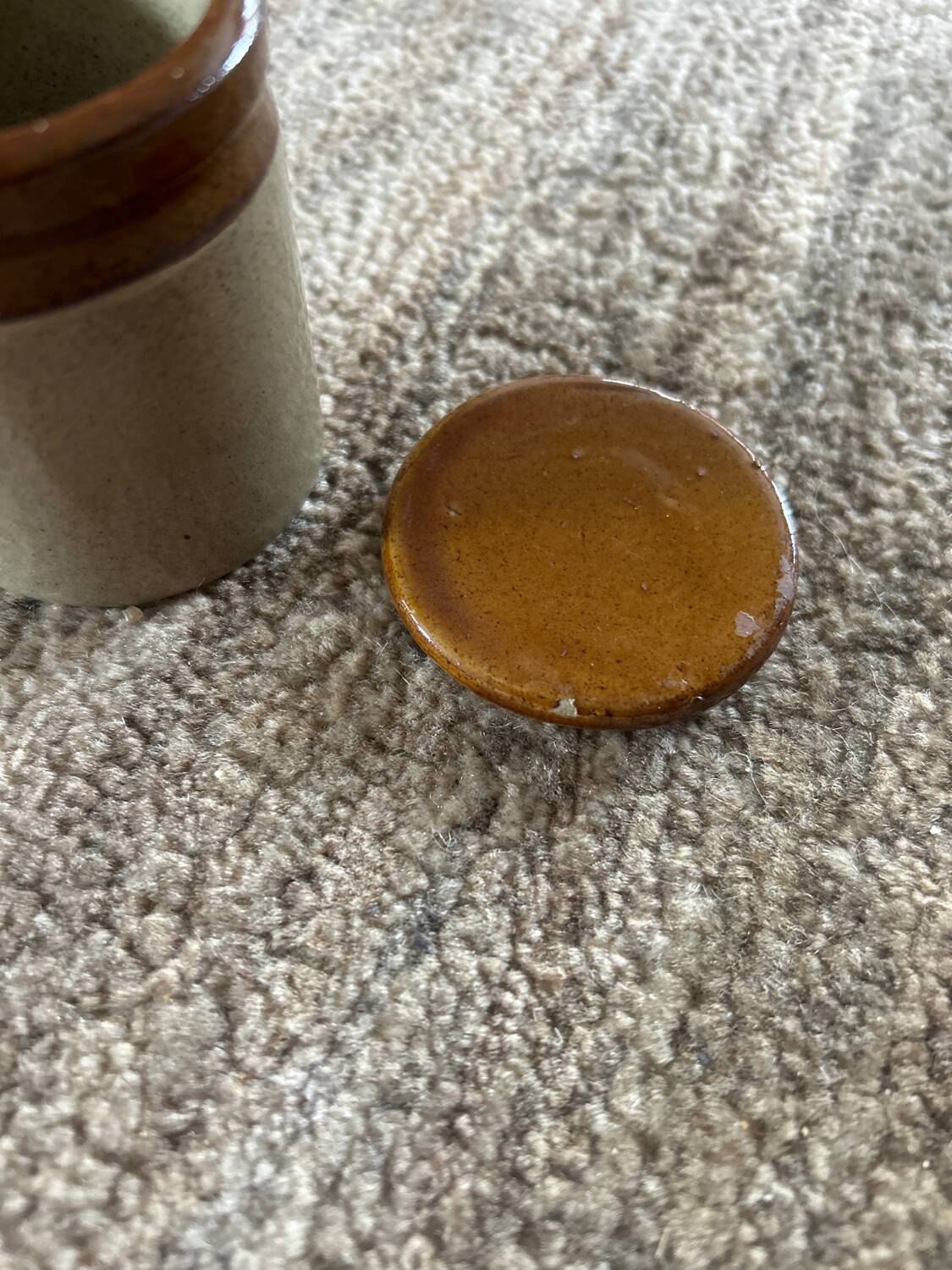 Small English stoneware marmalade pot