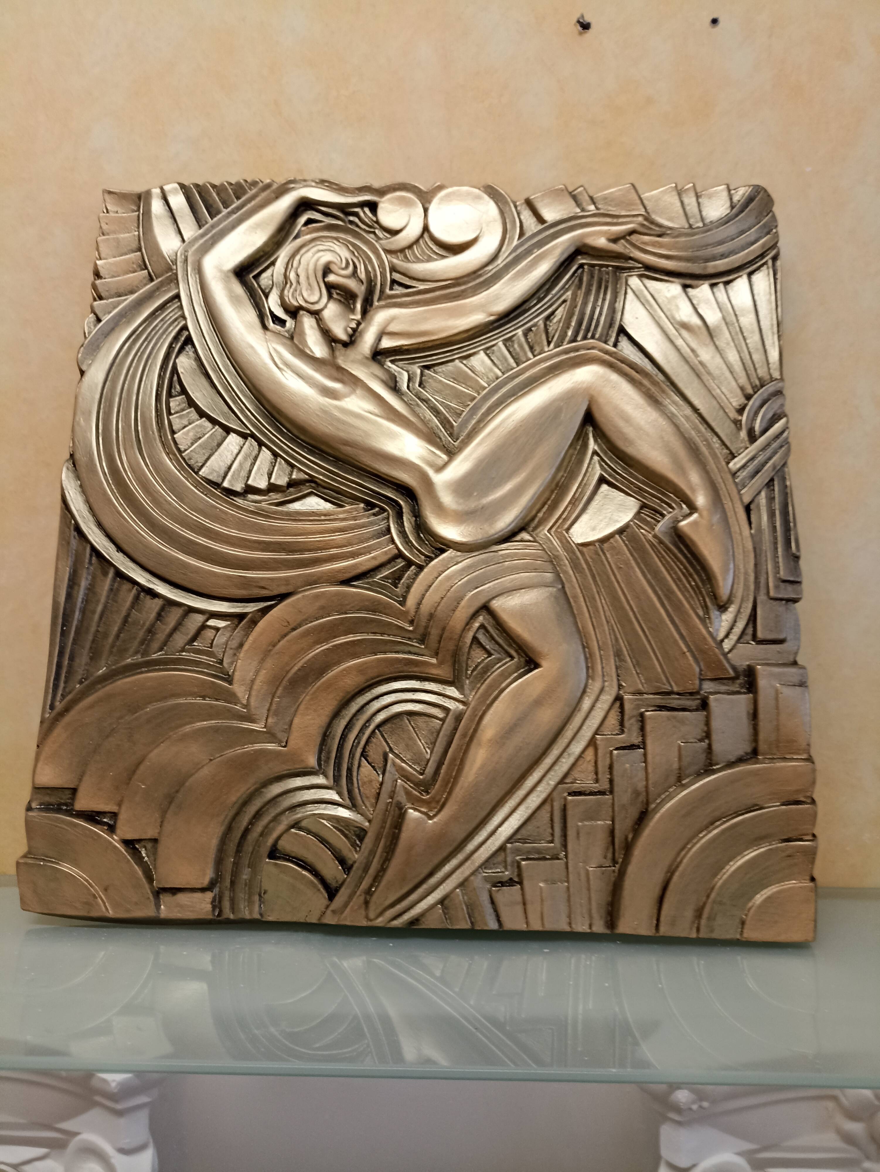 Large Art Deco bas-relief dancer "Folies bergère" after Maurice Picaud