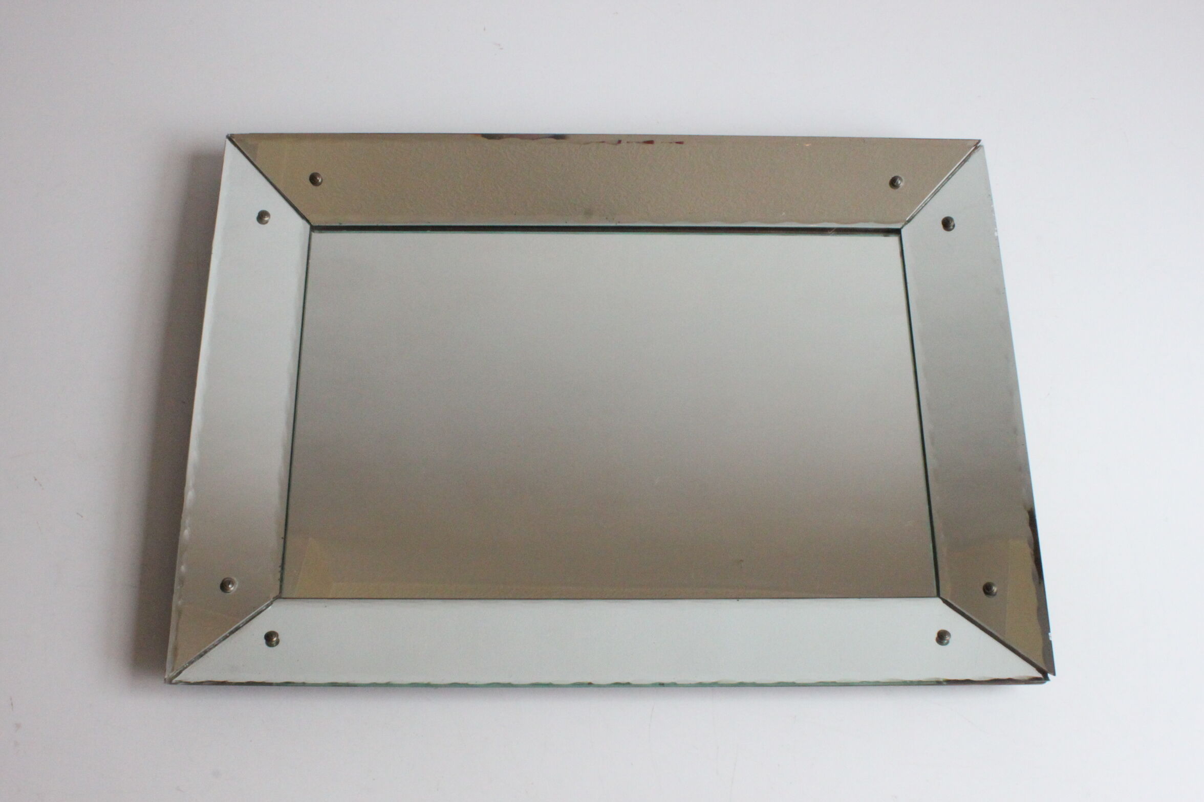 Art Deco box mirror with scalloped edges France 1930s