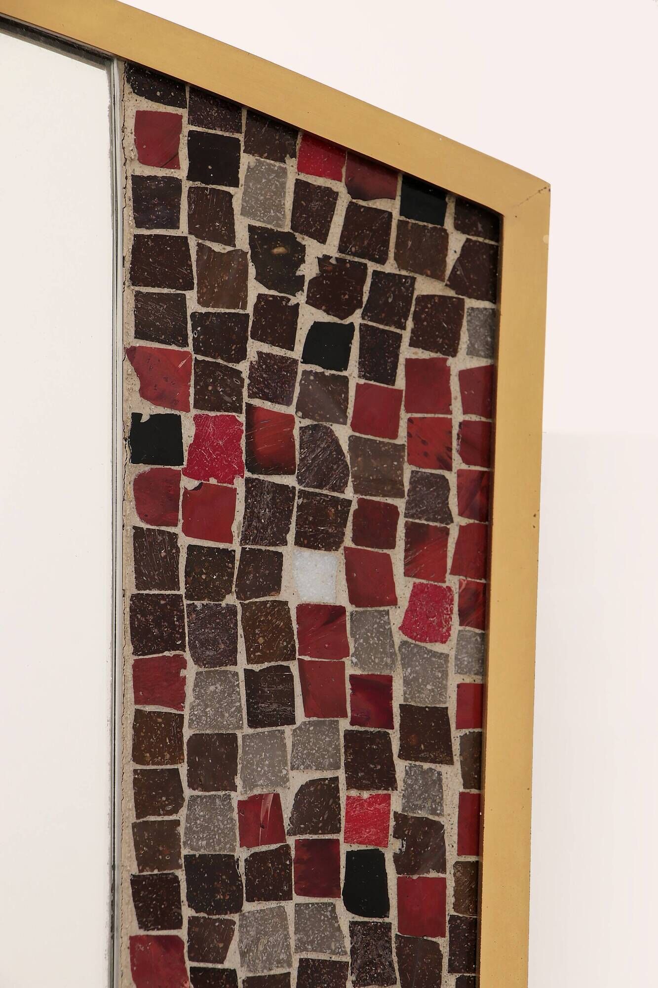 Vintage asymmetrical mirror with mosaic germany 1950