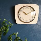 Vintage clock formica silent rectangular wall clock "Kienzle gilded wood"