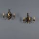 Antique bronze wall sconces with 3 lights, decorations from Italy, 20th century.