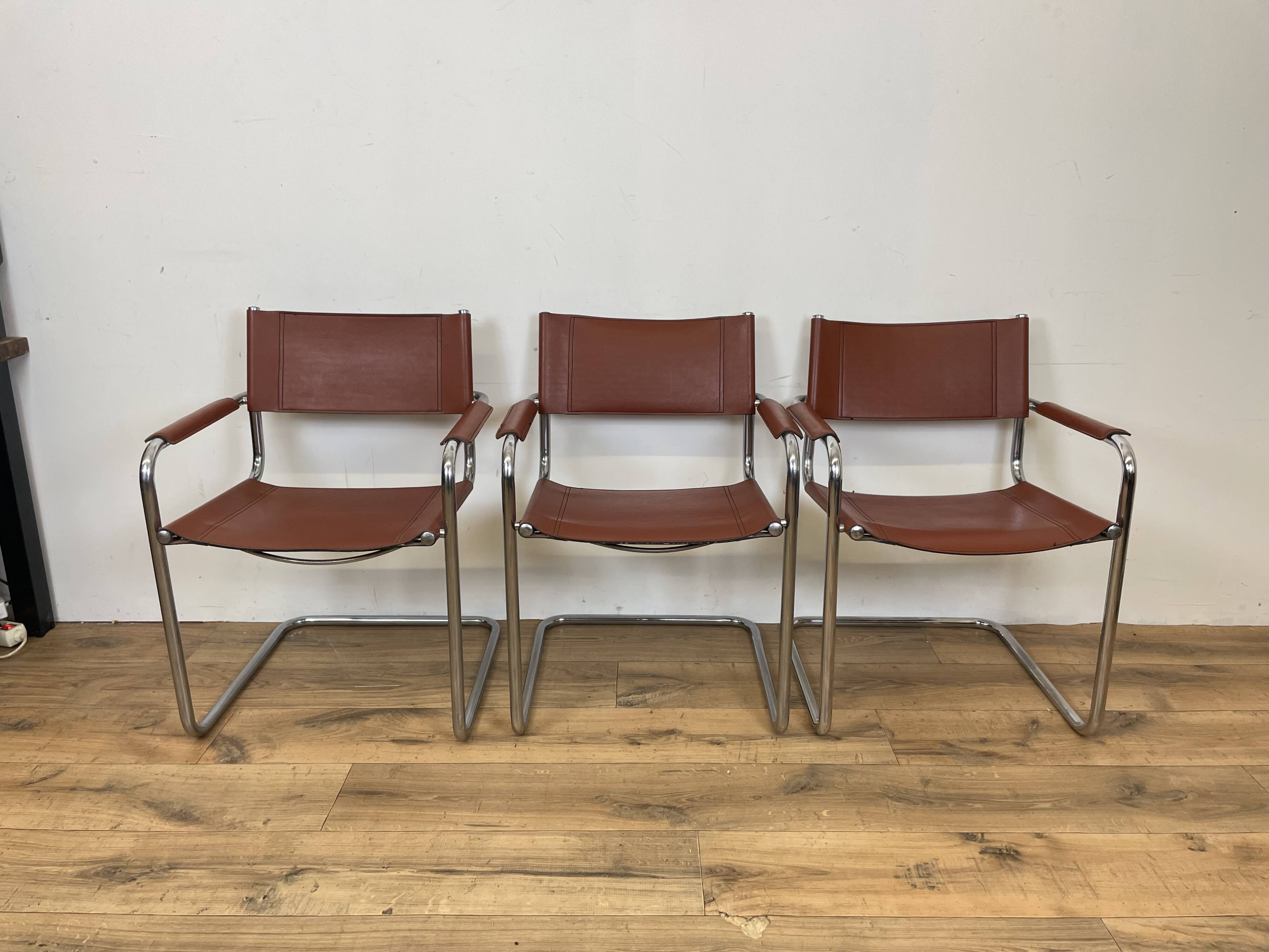 Set of 3 MG5 Grassi style armchairs from the 70s