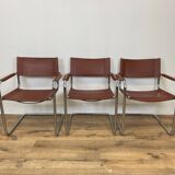 Set of 3 MG5 Grassi style armchairs from the 70s
