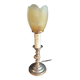 Bedside lamp candle holder gold metal base tulip frosted glass
