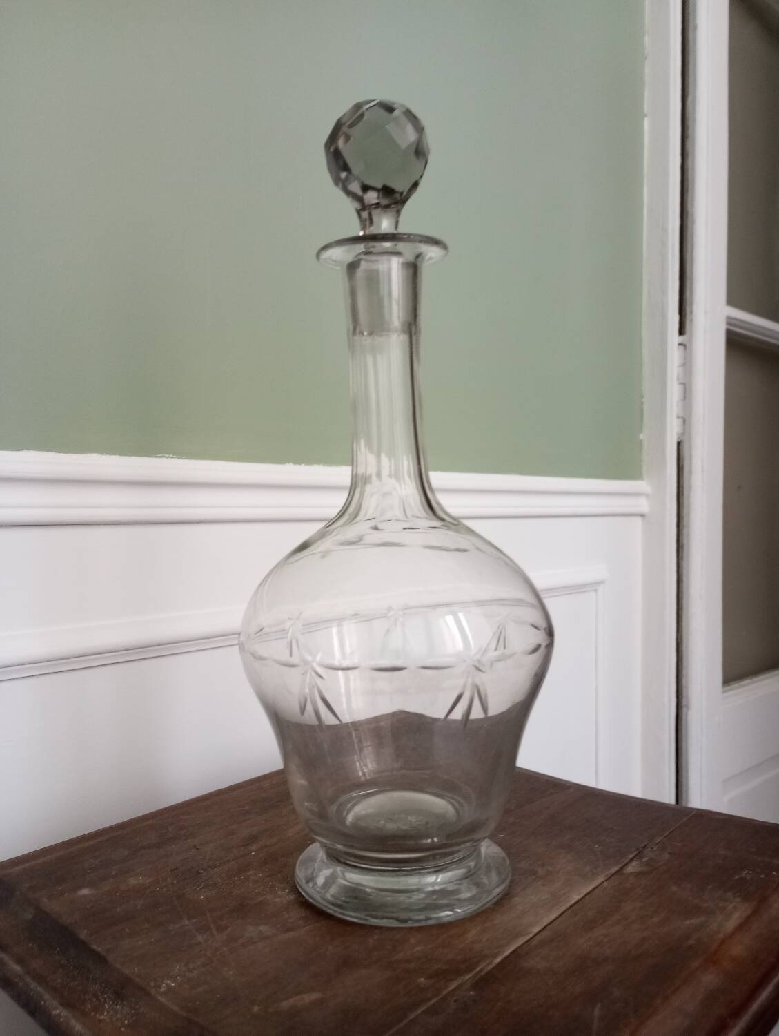 Blown glass wine carafe