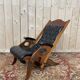 Fauteuil de bateau Chesteefield en acajou et cuir