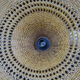 Rattan chandelier and lampshade - circa 1970