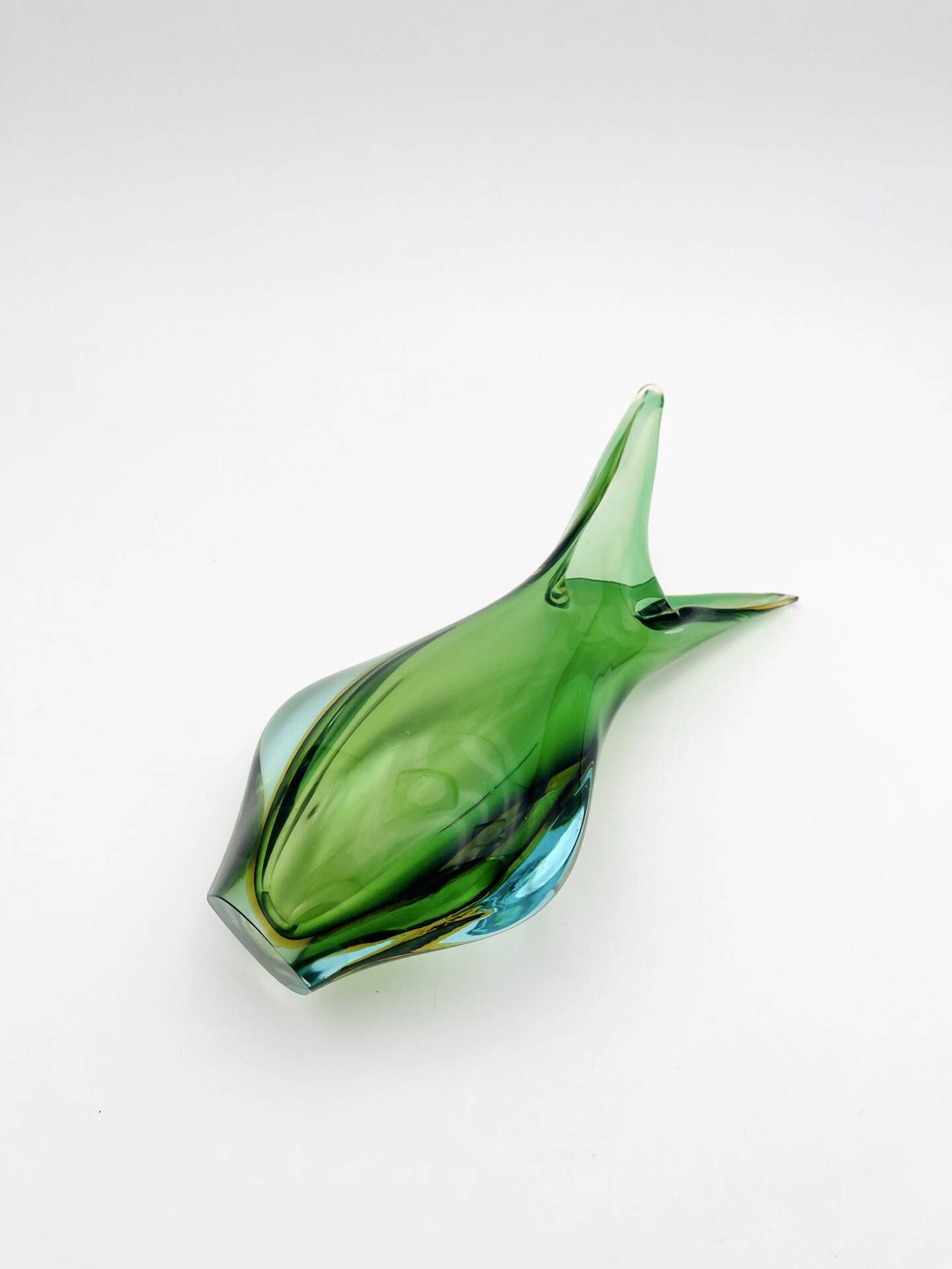 Murano vase Flavio Poli Sommerso Emerald Green Yellow Turquoise 26cm