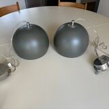 2 round metal pendant lights, Sweden 1980s