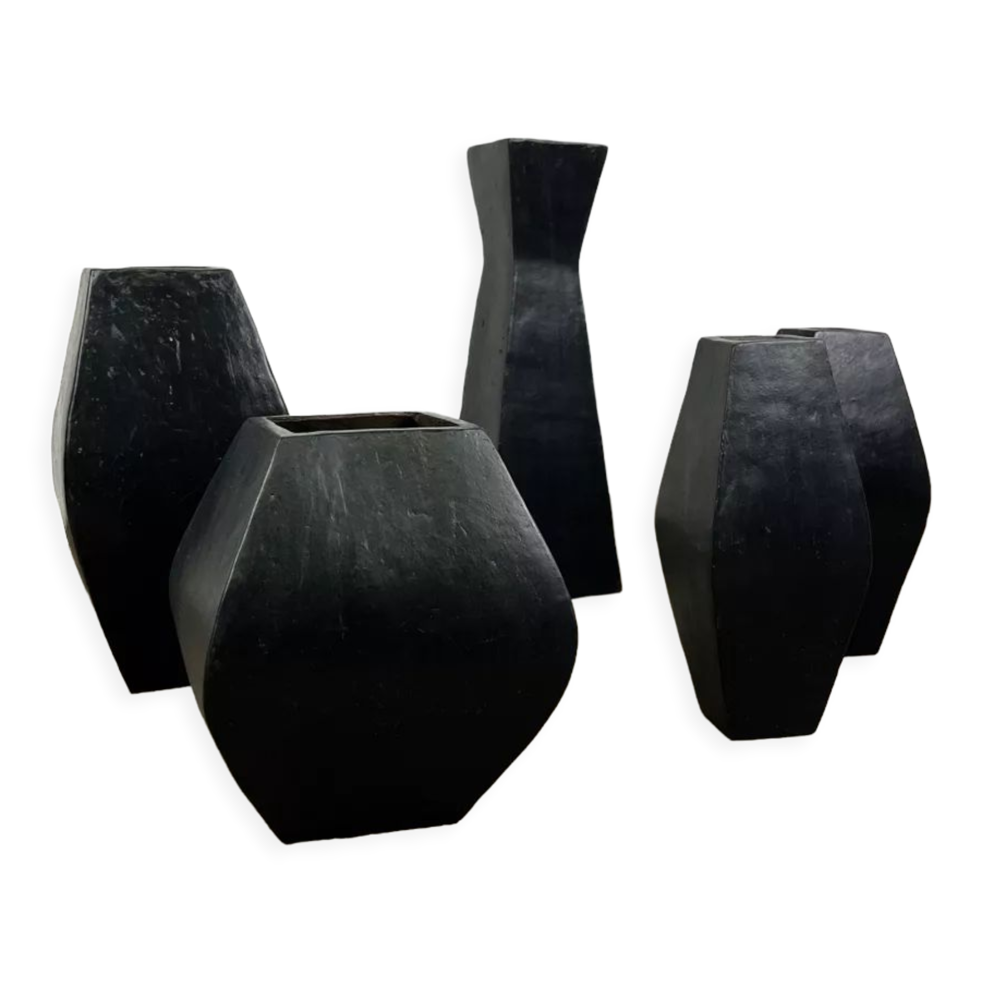 Set of glazed terracotta vases