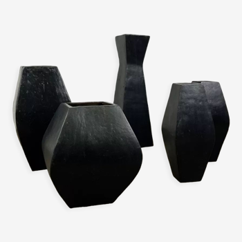 Set of glazed terracotta vases